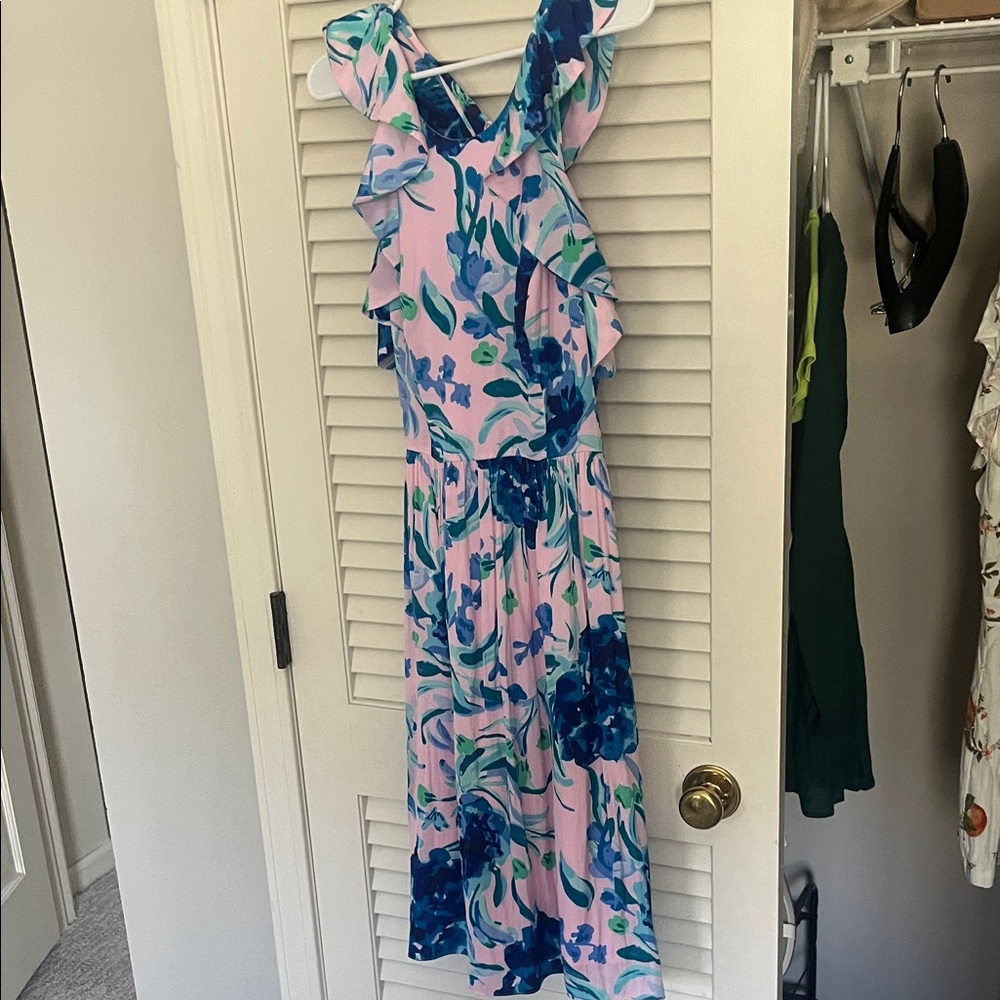 Lilly Pulitzer Pink and Blue Floral Midi Dress